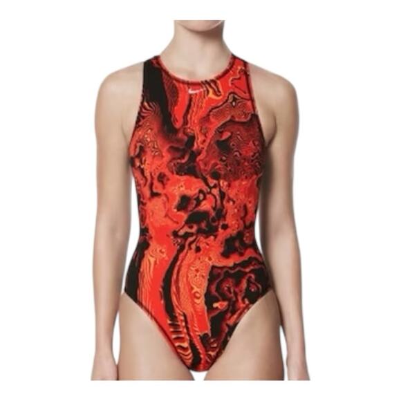 NWT Nike Women’s one piece swimsuit neon green black size 10 - Picture 6 of 7